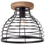 Brilliant Avia Plafonnier Métal Bois Noir | 300mm - Convient pour 1x E27